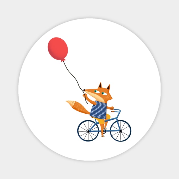 wolf on bike Magnet by marcvaello